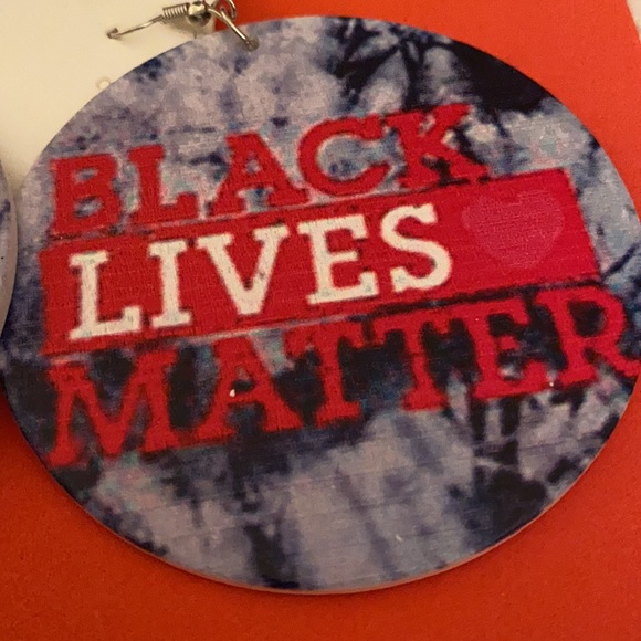 N. T . Wooden Black Lives Matter Earrings - Picture 2 of 4